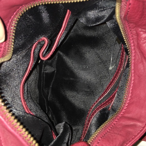 BCBGMAXAZRIA Pebble Dark Red Leather Shoulder Bag - Picture 6 of 7